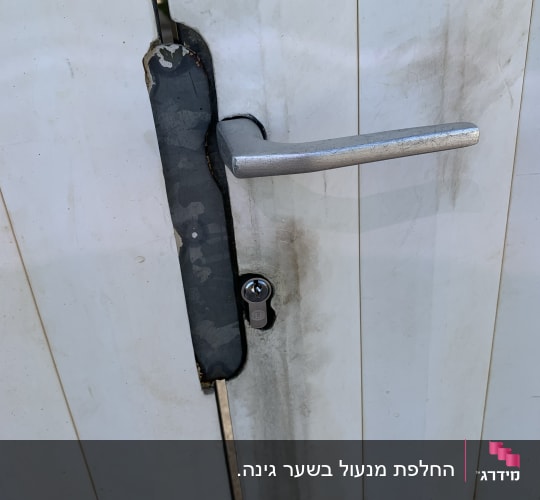 ידית דלת מתכת עם מנעול גליל